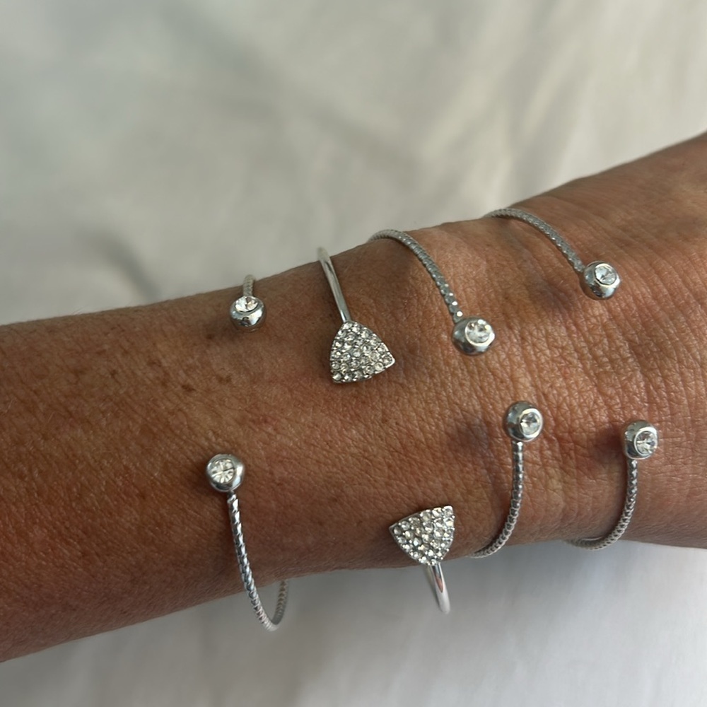 Elegant Silver adjustable Bangle bracelet Set of 4